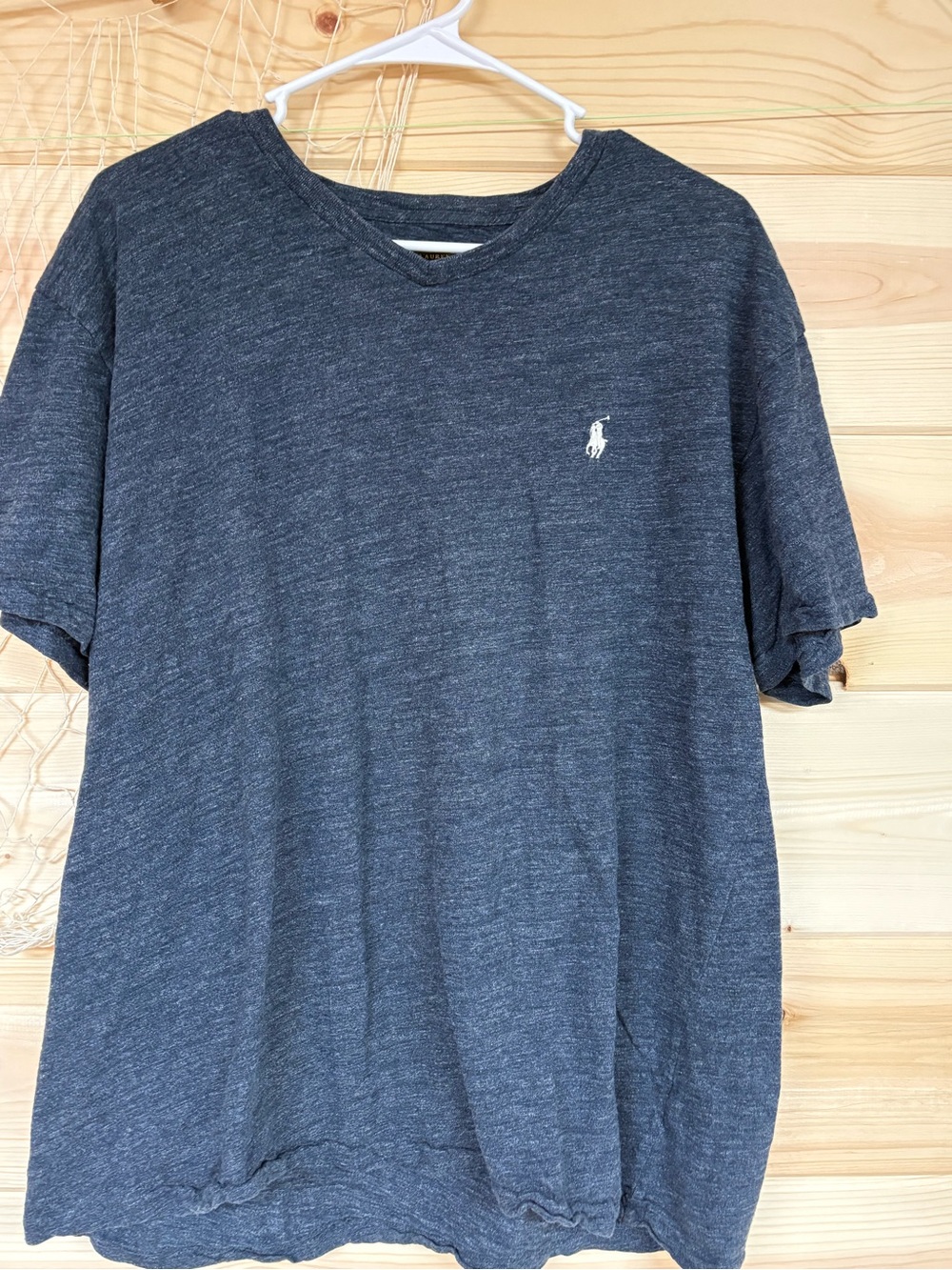 Polo by Ralph Lauren Men’s Heather Dark Blue V-Neck Logo Tee